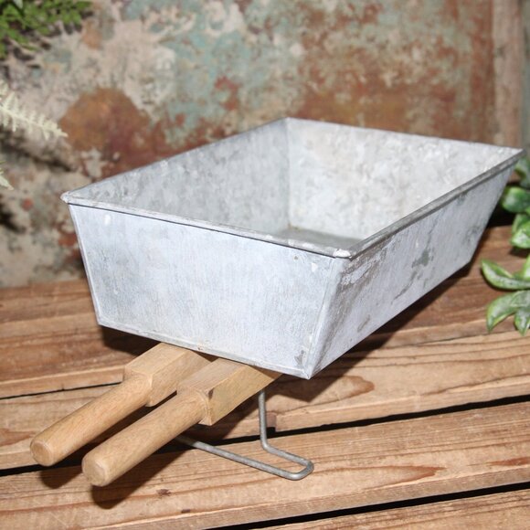 NEW Galvanized Metal & Wood Fall Farmhouse Wheelbarrow Decor Box - Picture 8 of 11